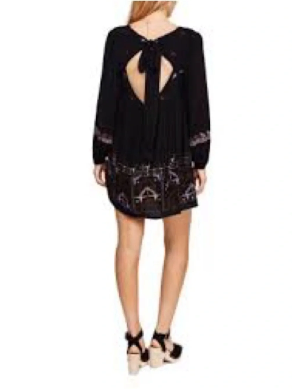 Free People Black Embroidered Backless Mini Dress - Picture 5 of 9
